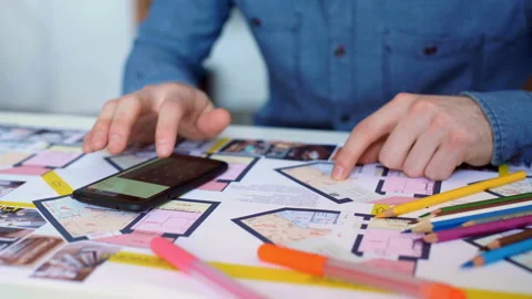 Handsome man, designer working in creative agency office. Stock Footage 92053164