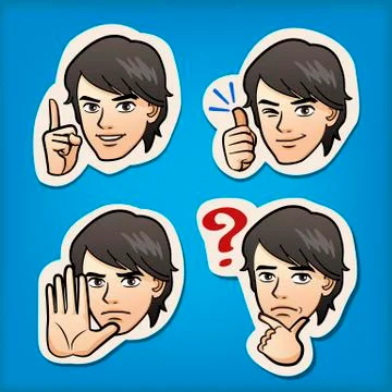 Handsome man different facial expression Stock Illustration