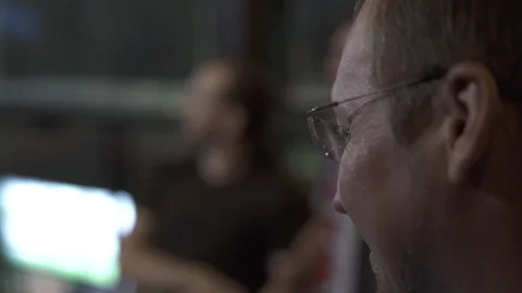 Handsome man drinking beer from mug in pub bar close up. Portrait young man Stock Footage 104419033