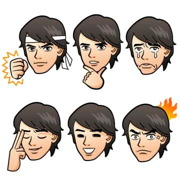 Handsome man emotion variation Stock Illustration