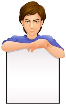 A handsome man with an empty signage Illustrazione stock