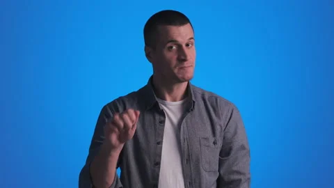 The handsome man gesturing on camera. slow motion Stock Footage 151653141