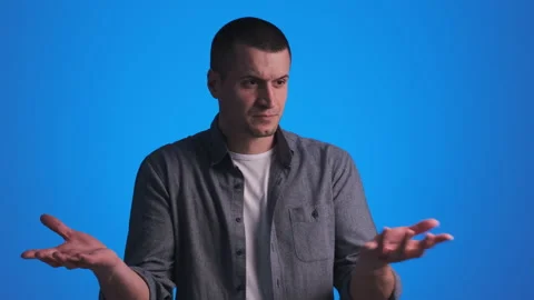 The handsome man gesturing on camera. slow motion Stock Footage 151653359