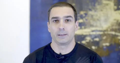 Handsome man interview in studio Stock Footage 148940560