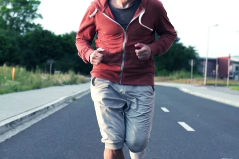 Handsome man jogging in the city super slow motion, 240Fps NTSC Video stock 40102830