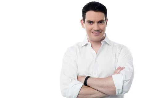 Handsome man posing over white Stock Photos