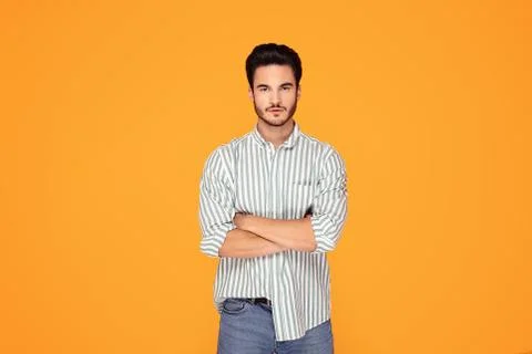 Handsome man posing in studio. Stock-Fotos