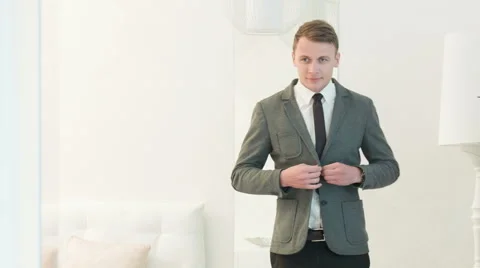 Handsome man posing in suit Stock Footage 51026142