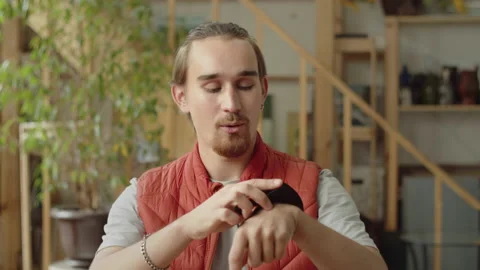 A handsome man is putting off his face a protective mask Stock Footage 170338522