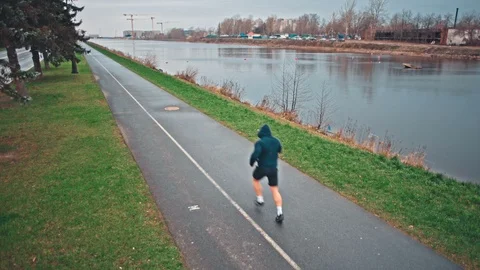 Handsome man running in city Video stock 87701725