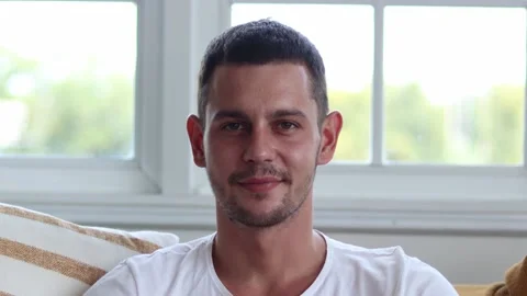 Handsome man smiling on camera. Stock Footage 163090252