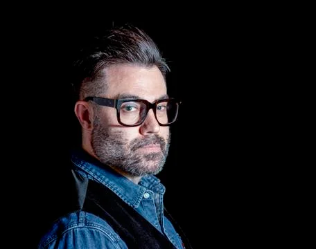 Handsome Man in Studio with Black Background Stock Photos