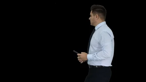 Handsome man taking a selfie Fast selfie, Alpha Channel Video stock 108948795