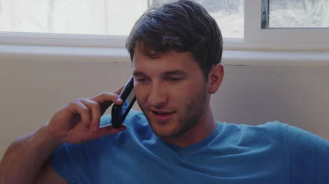 Handsome Man Talking on Cell Phone Stock Footage 35297280