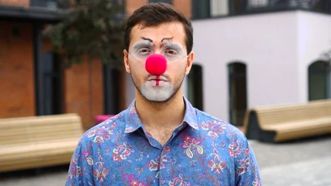 Handsome mime man looking at camera Stock Footage 137424760