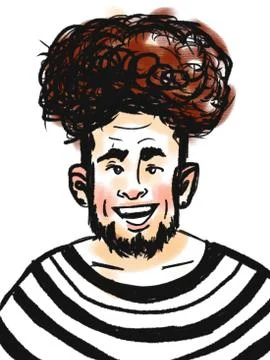 Handsome positive man smiling portrait isolated on white Stock Illustration