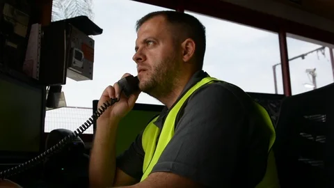 Handsome security guard in surveillance room Video stock 108540701