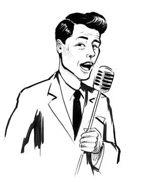 Handsome singer Stock Illustration