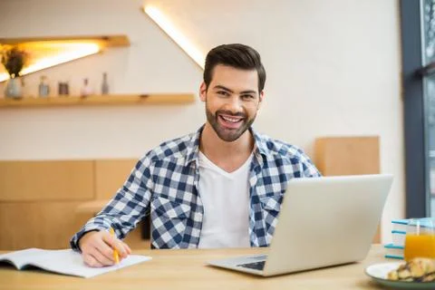 Handsome smart man working Stockfoto's
