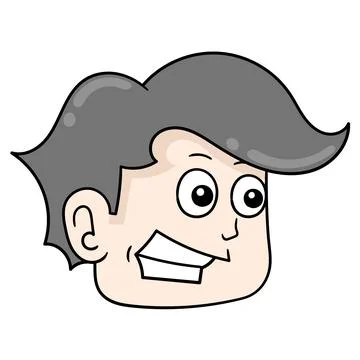 Handsome smiling face boy head, doodle icon drawing Stock-Illustration