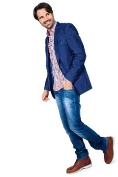 Handsome smiling man approaching the camera Stock Photos