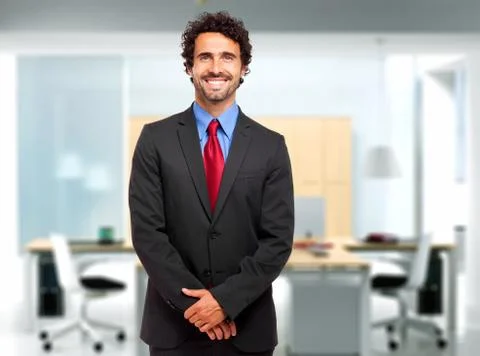 Handsome smiling manager closeup Stockfoto's