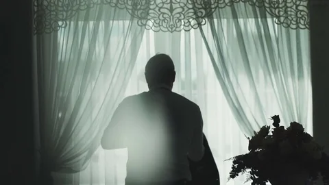 Handsome Standing Near Window Vídeo Stock 78013785