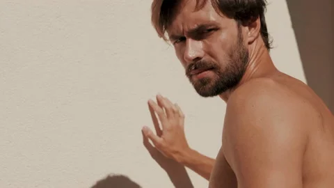 Handsome strong man. Healthy athletic fitness model Stock Footage 142404953