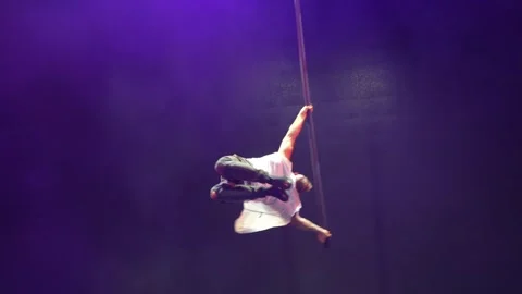 Handsome strong man pole dance. Stock Footage 275241542