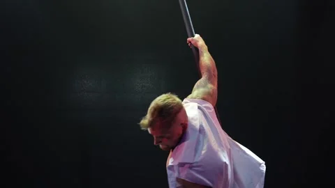 Handsome strong man pole dance. Stock Footage 275241866