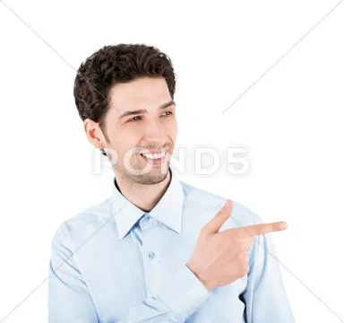 Handsome success man with pointing gesture Stock Photos