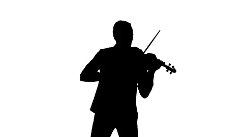 Handsome violinist playing on a classical violin. Silhouette Stock Footage 134522665