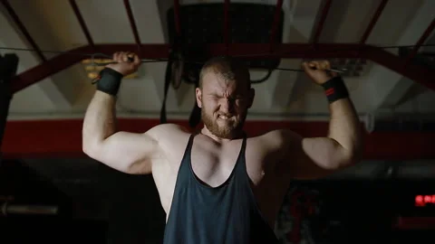 Handsome white athlete doing cable crossover exercise. Stock Footage 103951337