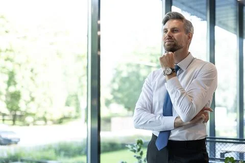Handsome young businessman standing in modern office Stock Photos