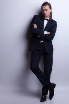 Handsome young elegant man studio portrait close-up. Stock Photos