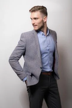Handsome young elegant man studio portrait close-up. Фото