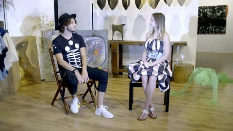 Handsome young guy gives interview Stock Footage 138882402