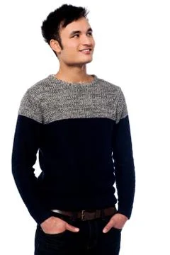 Handsome young guy looking away Stock Photos