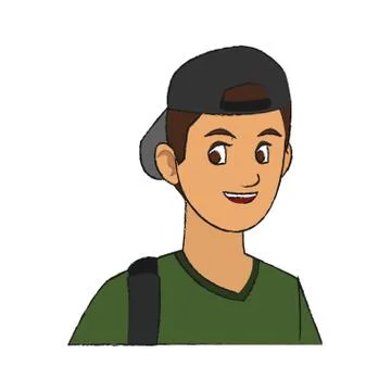 Handsome young man with backwards baseball hat icon image Stock Illustration