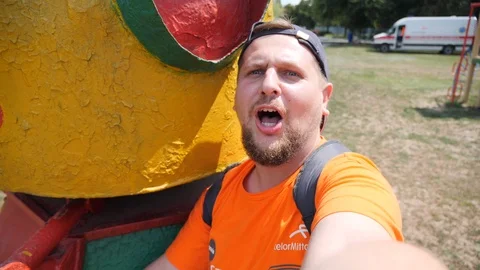 A handsome young man with a beard Stock Footage 116769810