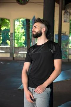 Handsome young man with beard Stock Photos