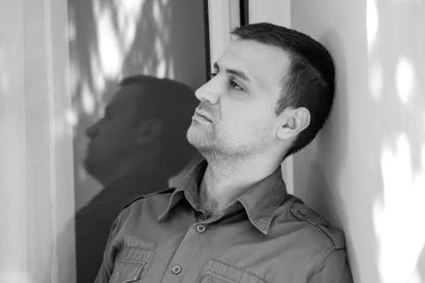 Handsome young man posing outdoor nature Stock Photos