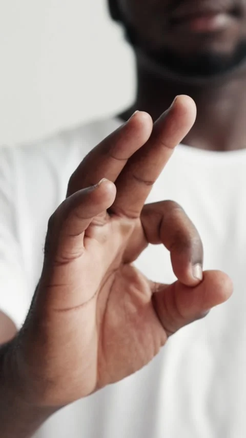 Handsome Young Man Showing at Camera Hand OK Sign Video stock 304102595