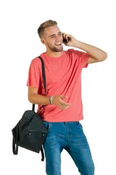 Handsome young man using a smartphone. Stock Photos