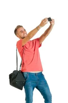 Handsome young man using a smartphone. Foto stock