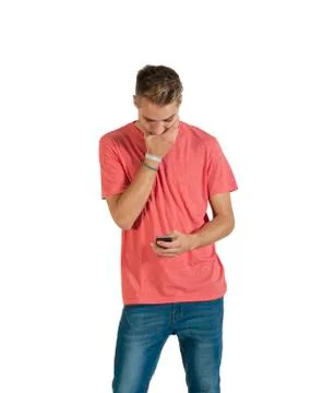 Handsome young man using a smartphone. Foto stock