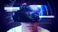 Handsome Young Man Wearing Vr Headset And Experiencing Virtual Reality. Stock Footage