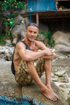 Handsone man on the beach Foto stock
