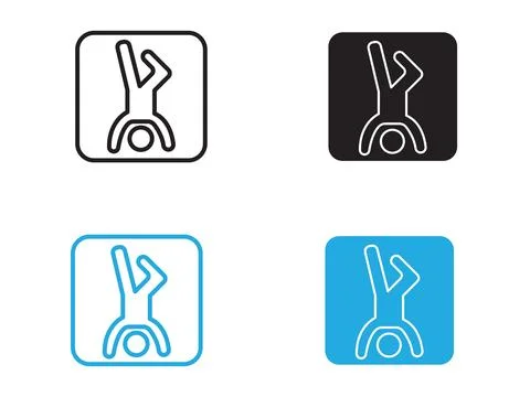 Handstand exercise icon black and white vector outline sign Stock Illustration