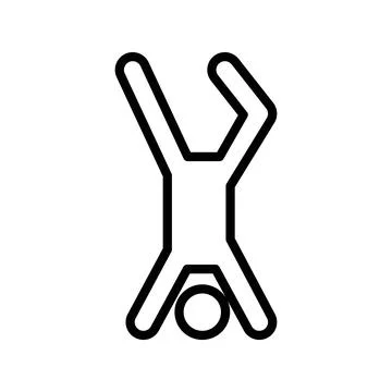 Handstand exercise icon linear logo mark in black and white Stock Illustration